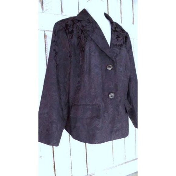 90s vintage dark brown brocade floral tapestry blazer/brown tapestry jacket - Picture 3 of 6